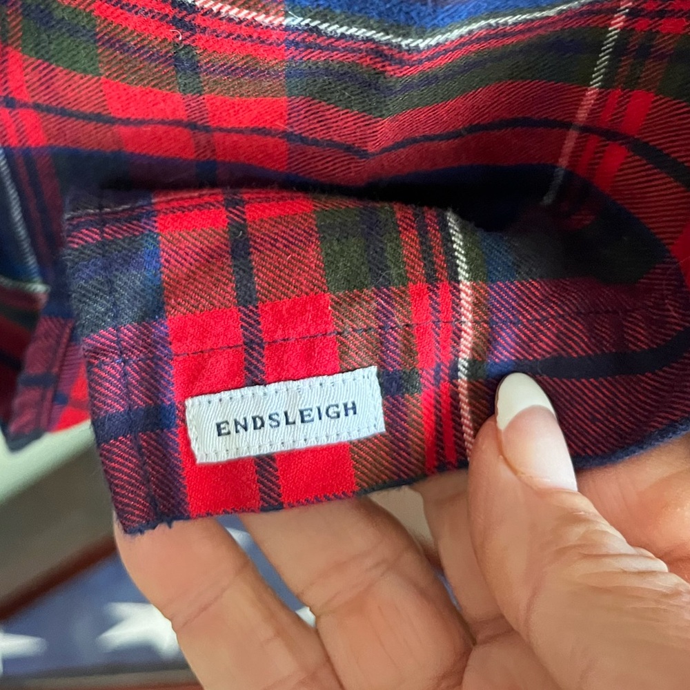 Men’s Barbour Navy Red Endsleigh Tailored Fit Plaid Long Sleeve Shirt Large - Picture 5 of 8